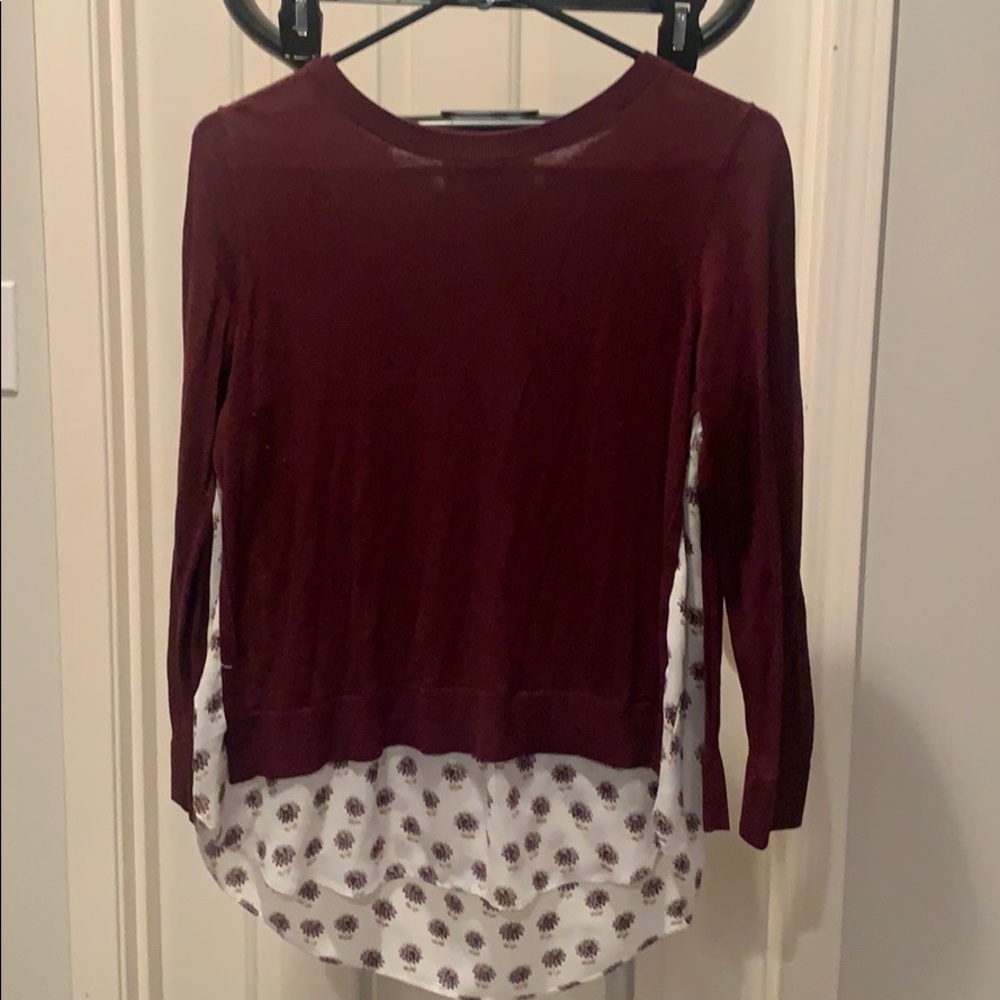Ann Taylor Layered Long Sleeves Top( Burgundy)